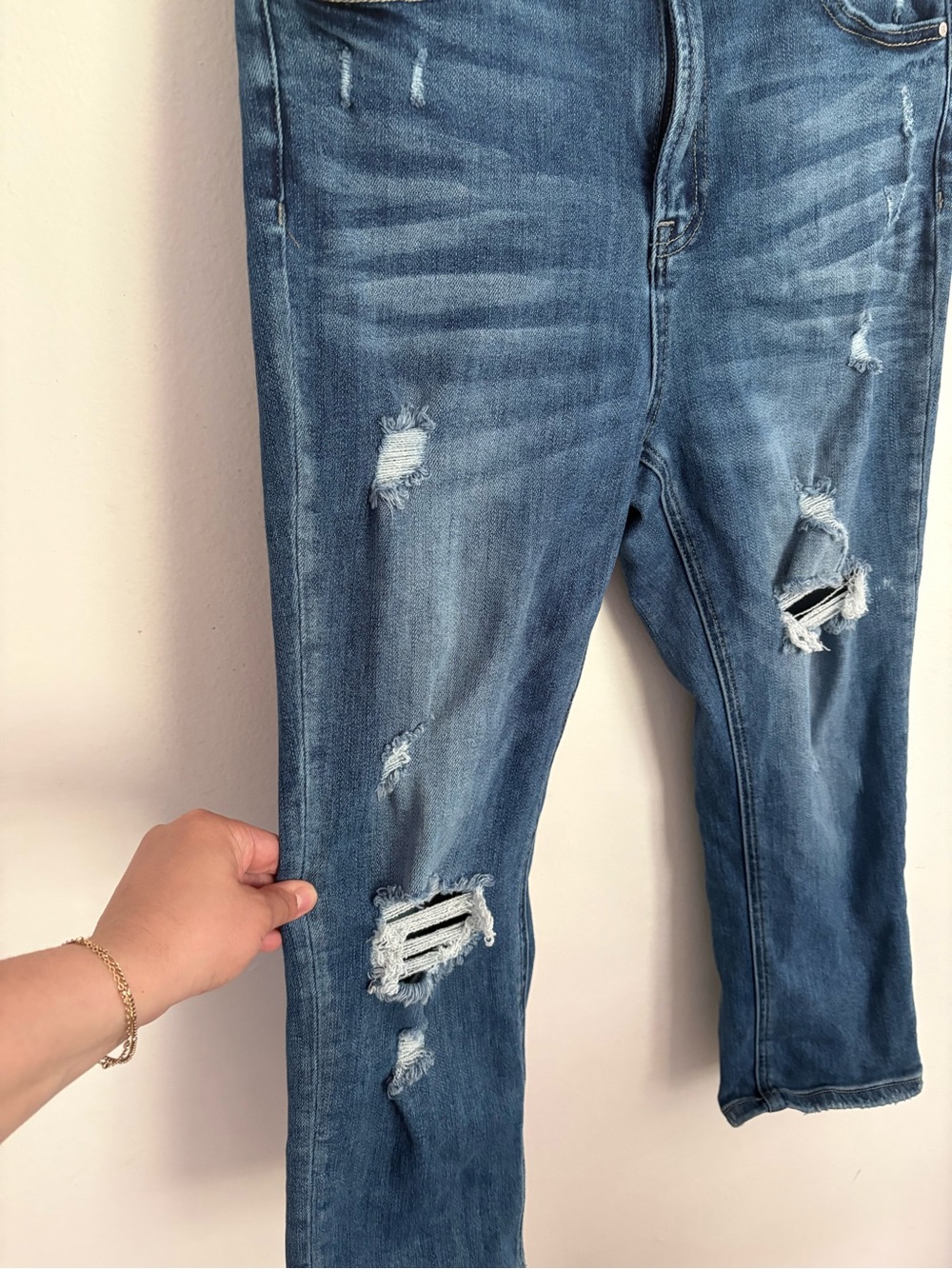 RISEN Distressed Straight Leg Ankle Comfort Stretch Blue Jeans Women’s size 29 - Picture 2 of 9